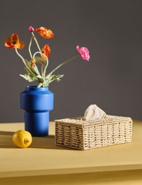 Scatola intrecciata per fazzoletti - beige