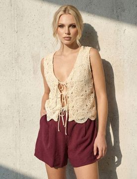 Pantaloncini larghi in viscosa - viola