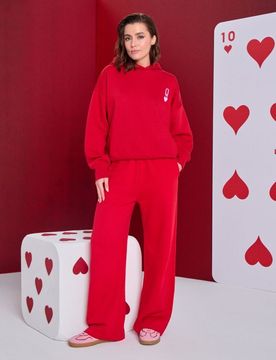 Pantaloni in tessuto a gamba larga - rosso