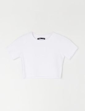 Sinsay - Crop top a coste - bianco