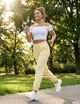 Pantaloni jogger in maglia terry - giallo