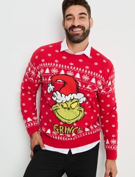 Maglione con motivo natalizio Grinch - rosso