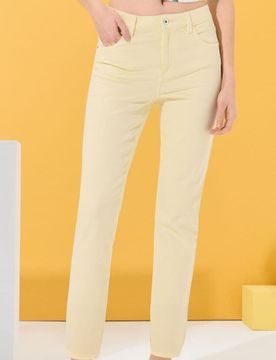 Pantaloni straight slim - giallo