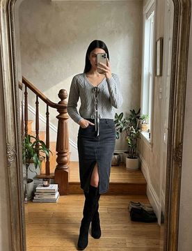 Sinsay - Gonna midi in denim - nero