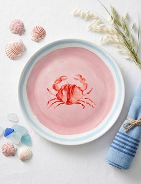 Piatto in ceramica con stampa - rosa