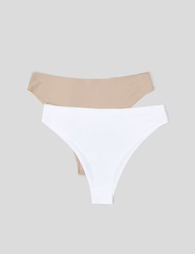 Confezione da 2 paia di slip alla brasiliana - panna