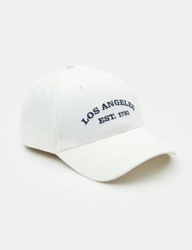 Cappellino con visiera e scritta ricamata Los Angeles - bianco