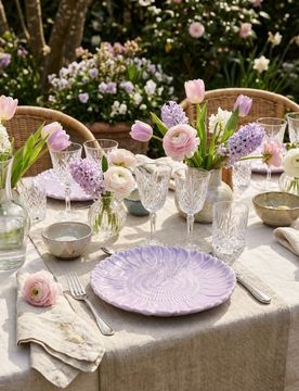Piatto con motivo floreale - lavanda