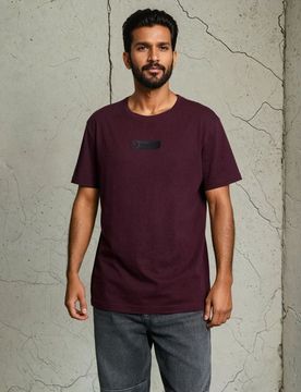 T-shirt in cotone con stampa - maroon