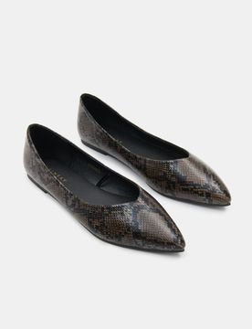 Ballerine con motivo effetto pitonato - beige