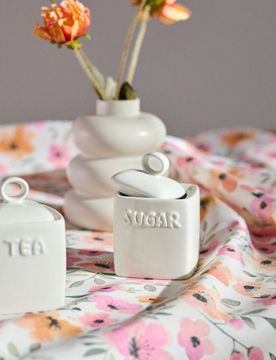 Zuccheriera in ceramica con coperchio - bianco