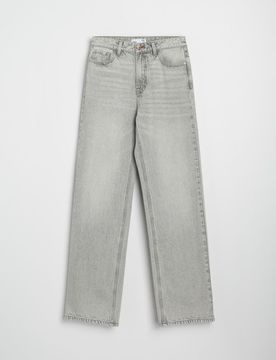 Jeans wide leg a vita alta - grigio chiaro