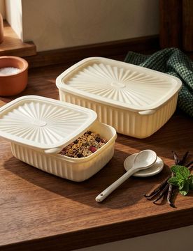 Contenitori per alimenti con coperchio – set da 2 - panna