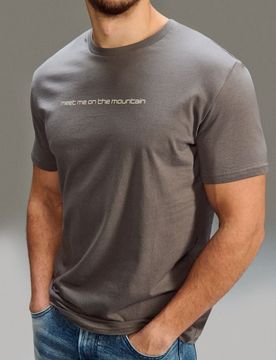 T-shirt in cotone con scritta - grigio scuro