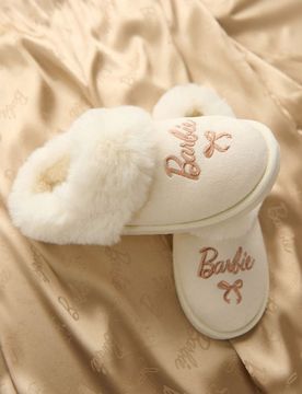 Pantofole con pelliccia sintetica Barbie - panna