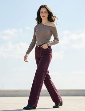 Jeans a gamba larga - bordeaux
