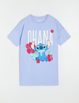 Camicia da notte in cotone con stampa Stitch - blu pallido
