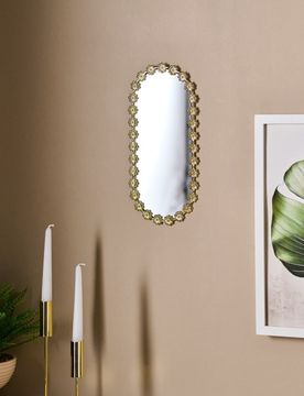 Specchio ovale in cornice dorata con motivo floreale - oro