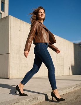 Jeans skinny a vita media - blu scuro