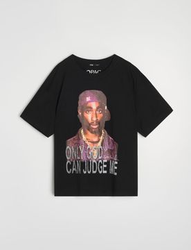 Maglietta in cotone a maniche corte 2Pac - nero