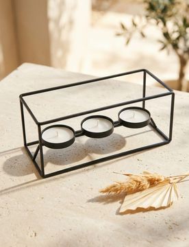 Portacandela in metallo per tealight - nero