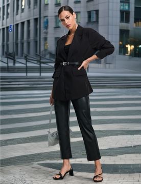 Pantaloni in eco pelle - nero