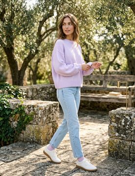 Jeans straight a vita media - blu
