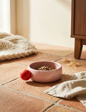 Ciotola in ceramica per animali con manico - rosa