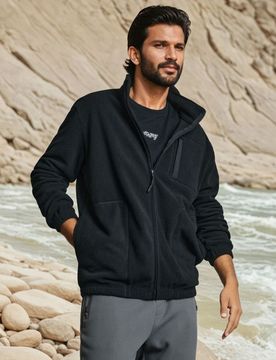 Felpa in pile con tasche - nero