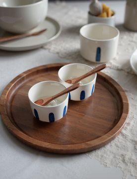 Set di ciotole con cucchiaini in legno - multicolor