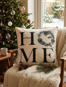 Federa natalizia con scritta „Home“ - panna