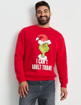 Felpa regular con collo rotondo Grinch - rosso