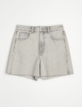 Bermuda in denim con spacco sulla gamba - grigio chiaro