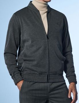 Felpa bomber ricamata - nero