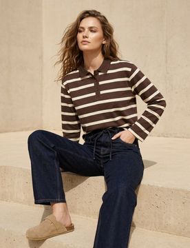 Polo in cotone a righe - multicolor