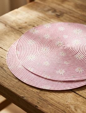 Tovagliette intrecciate con motivo floreale 2 pack - rosa