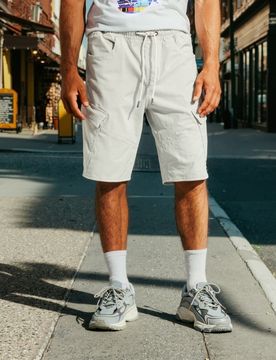 Pantaloncini jogger in denim - panna