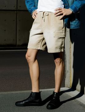 Pantaloncini in denim - color grano