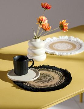 Set di tovagliette da tavola con frange 2 pack - nero