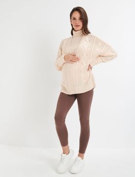 Cardigan con trama intrecciata - nude