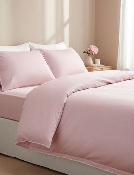 Set di biancheria da letto in raso con finitura decorativa - rosa pastello