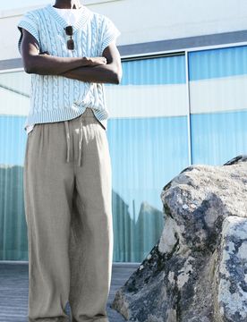 Pantaloni Jogger In Lino