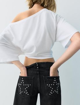 Jeans Dritti Borchie Stelle