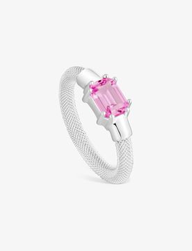 Ring Mesh Lgg Aus Silber Mit Im Labor Gezüchtetem Saphir Größe N20