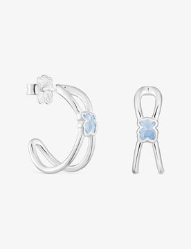 Creolen Icon Color Lgg Aus Silber Mit Im Labor Gezüchtetem Blauem Spinell