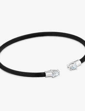 Armreif Mesh Lgd Aus Platin, Schwarzem Stahl Und Im Labor Gezüchteten Diamanten