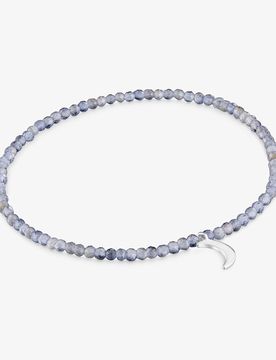 Pulsera Elástica Con Iolitas Y Luna De Plata Motivos