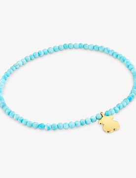 Pulsera Elástica Con Magnesia Y Oso Con Baño De Oro 18 Kt Sobre Plata Motivos