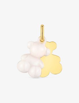 Doppel-Anhänger Bold Bear Aus 18 Kt Vergoldetem Silber Und Weißer Keramik