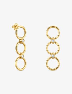 Pendientes Largos Con Baño De Oro 18 Kt Sobre Plata Y Diamantes Creados En Laboratorio Straight Lgd